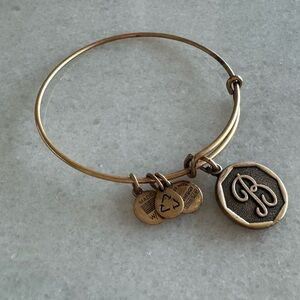 Alex and Ani monogram letter B bracelet gold bronze